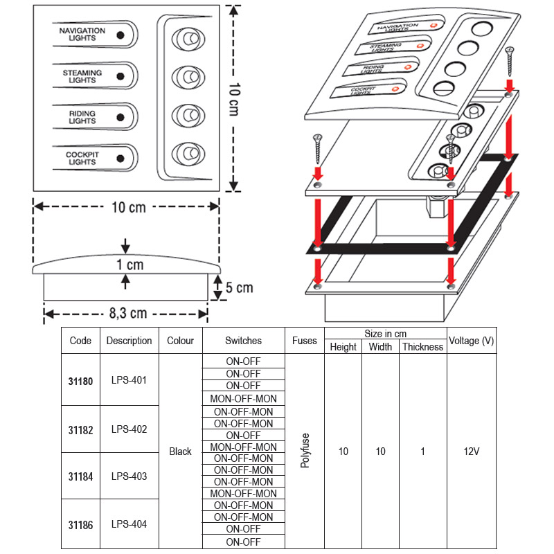 Marine Equipment SELECTION Items - Switch panel with Conventional Switches